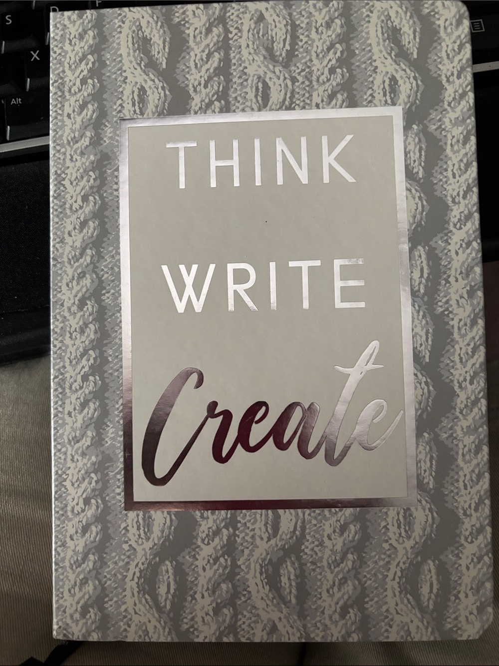 Think Write Create Hardcover Journal - Gray with Rose Gold Foil